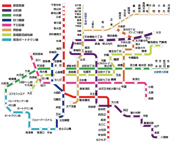 大阪市営地下鉄路線図