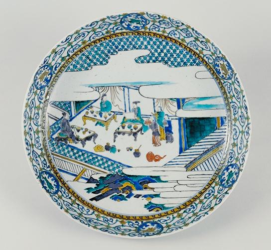 kokutani 色絵酒宴図大平鉢 伊万里 古九谷様式 17C