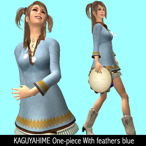 KAGUYAHIME One-piece With feathers blue
