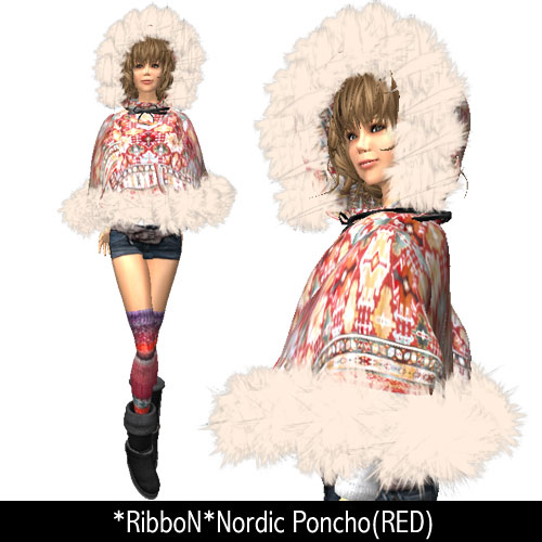 RibboN Nordic Poncho(RED)