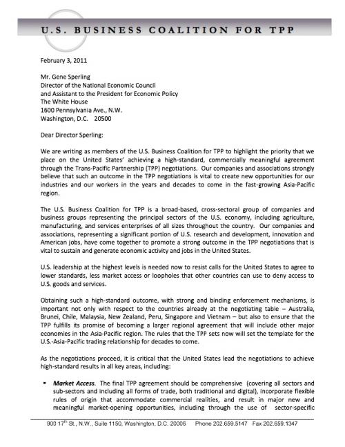 TPP Coalition Letter to Sperling1