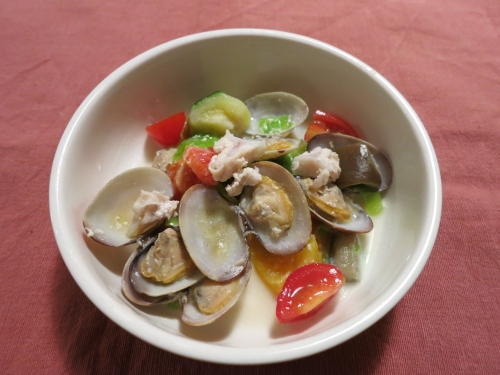 夜ご飯 あさりの豆乳スープ