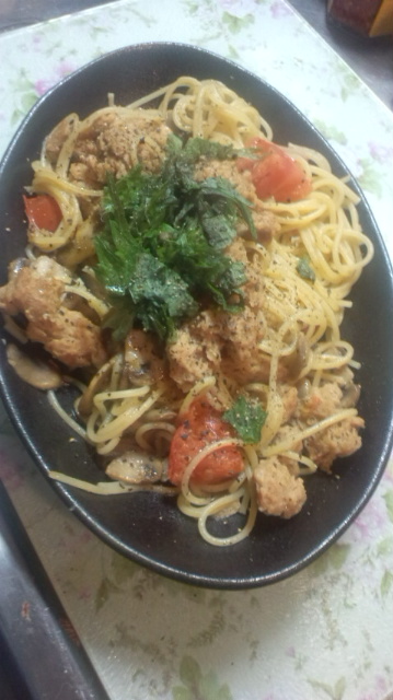 大豆ミートパスタ