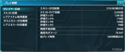 プレイ実績