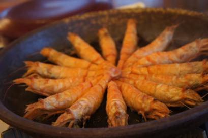 モサエビの陶板焼き