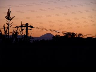 夕焼けの富士山