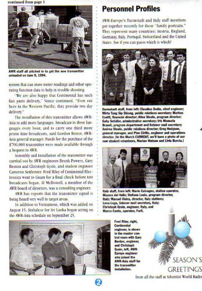 AWR CURRENT Volume X, Issue Number 4 December 1994