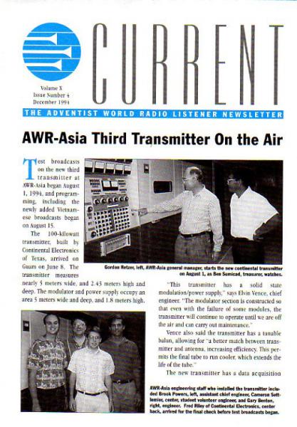 AWR CURRENT Volume X, Issue Number 4 December 1994