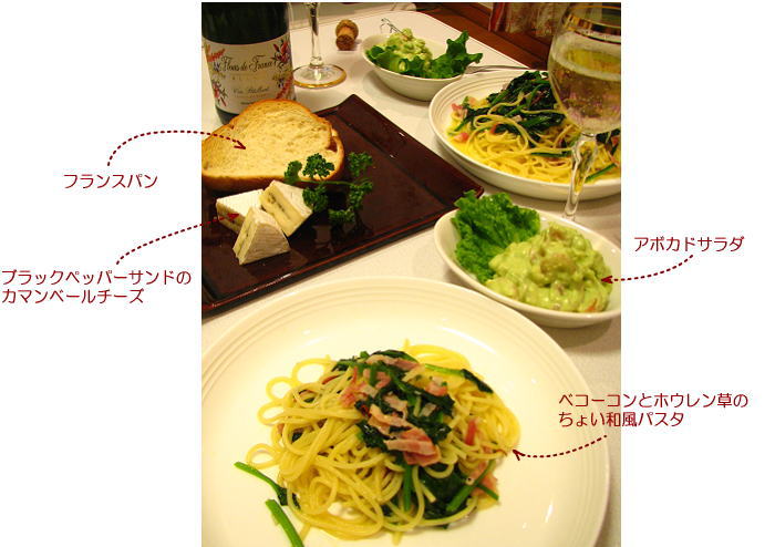 パスタで夕食