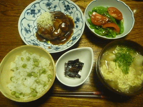 豆ごはんのある夕餉