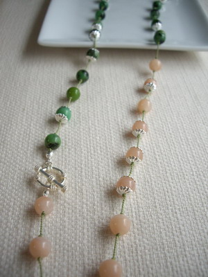 crisopraze and peach necklace
