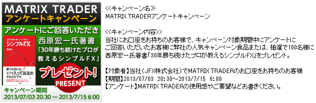MATRIX TRADER アンケートキャンペーン
