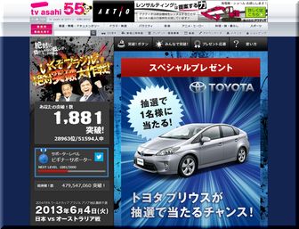 懸賞応募５８７台目 トヨタ プリウス テレビ朝日 トヨタ Toyota