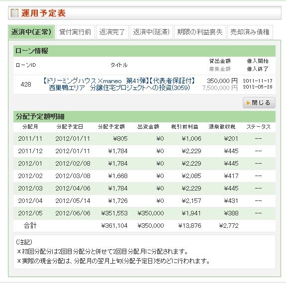 ドリーミングハウス運用予定表