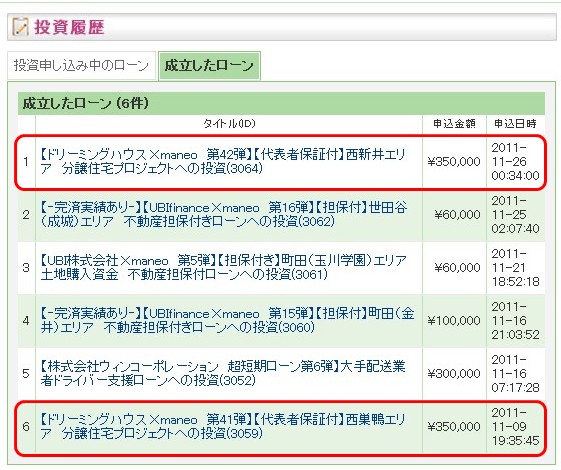 成立済み案件
