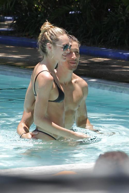 Candice Swanepoel - Wearing bikini by the pool in Miami (1)
