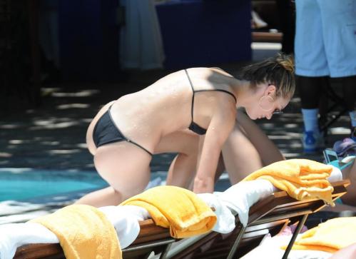 Candice Swanepoel - Wearing bikini by the pool in Miami (2)